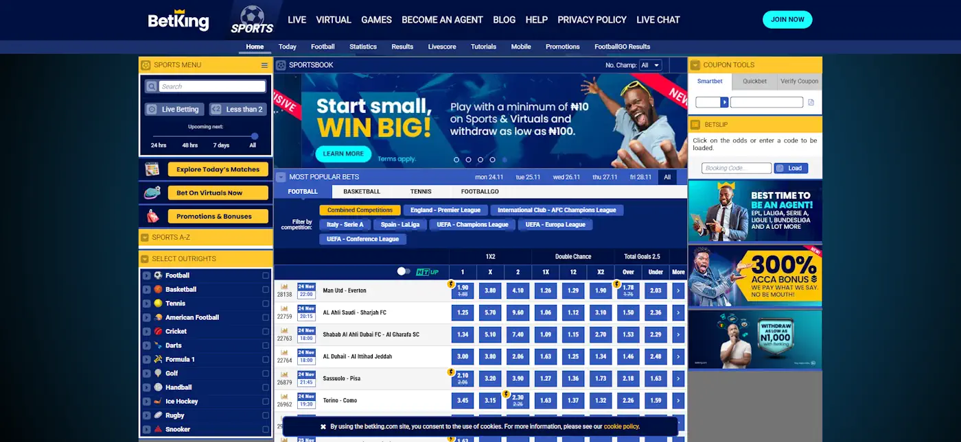 BetKing Sports Betting Screenshot